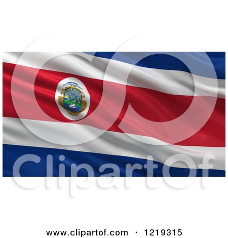Clipart of a 3d Waving Flag of Costa Rica with Rippled Fabric - Royalty Free Illustration by stockillustrations