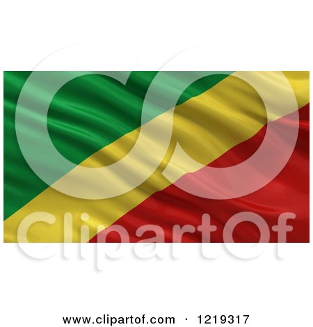 Clipart of a 3d Waving Flag of the Republic of the Congo with Rippled Fabric - Royalty Free Illustration by stockillustrations