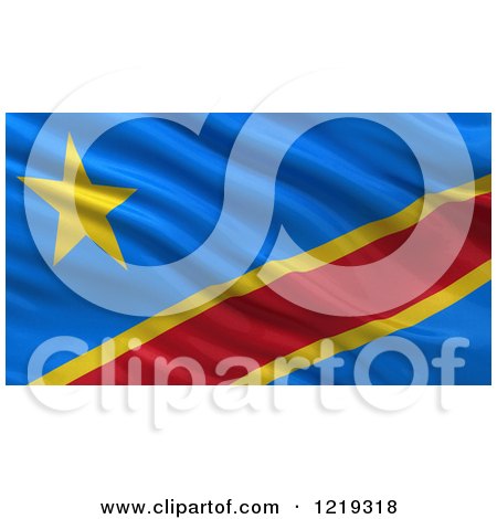 Clipart of a 3d Waving Flag of the Democratic Republic of the Congo with Rippled Fabric - Royalty Free Illustration by stockillustrations