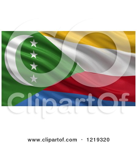 Clipart of a 3d Waving Flag of Comoros with Rippled Fabric - Royalty Free Illustration by stockillustrations
