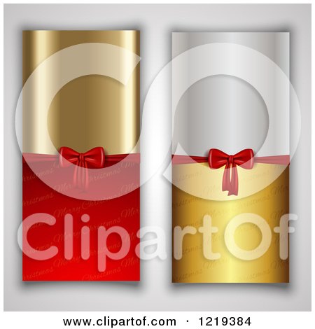 Clipart of Vertical Christmas Gift Backgrounds with Bows - Royalty Free Vector Illustration by KJ Pargeter