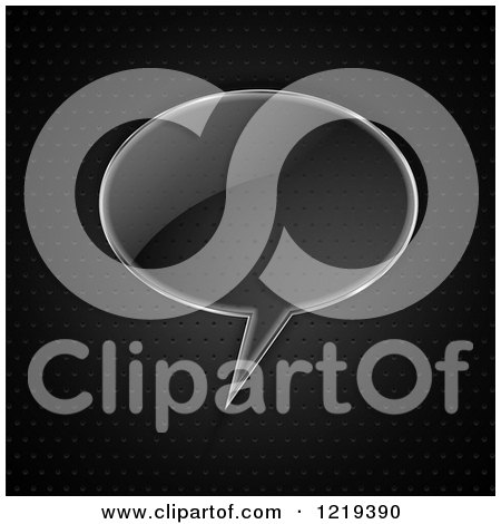 Clipart of a Glassy Speech Bubble over Perforated Metal - Royalty Free Vector Illustration by KJ Pargeter