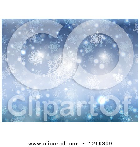 Clipart of a Blue Christmas Snowflake Star and Sno Background - Royalty Free Vector Illustration by KJ Pargeter