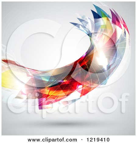 Clipart of an Abstract Colorful Wave on Gray - Royalty Free Vector Illustration by KJ Pargeter