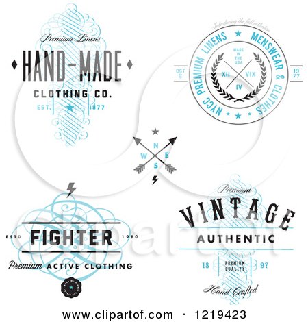 Clipart Of Vintage Clothing and Linen Labels With Sample Text - Royalty Free Vector Illustration by BestVector
