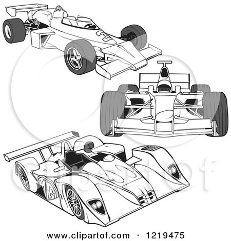 Clipart of F1 Race Cars 2 - Royalty Free Vector Illustration by dero