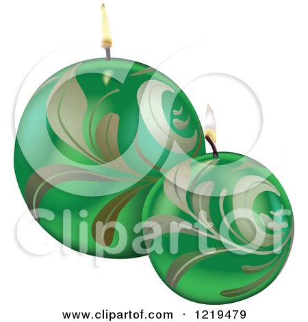 Clipart of Festive Green Christmas Candles - Royalty Free Vector Illustration by dero