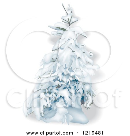 Clipart of a Snow Flocked Evergreen Tree on White - Royalty Free Vector Illustration by dero