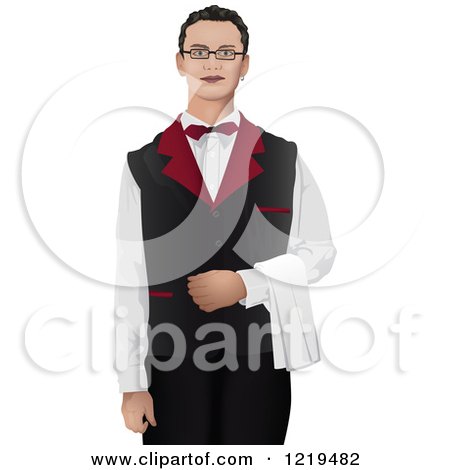 Clipart of a Formal Waiter - Royalty Free Vector Illustration by dero
