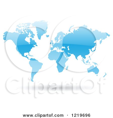 Clipart of a Floating Blue World Map - Royalty Free Vector Illustration by cidepix
