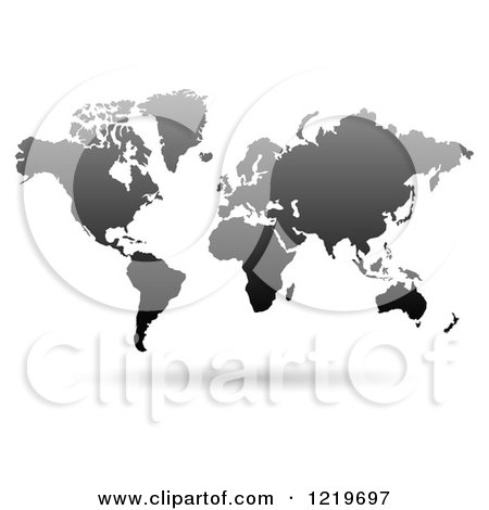 Clipart of a Floating Black World Map - Royalty Free Vector Illustration by cidepix