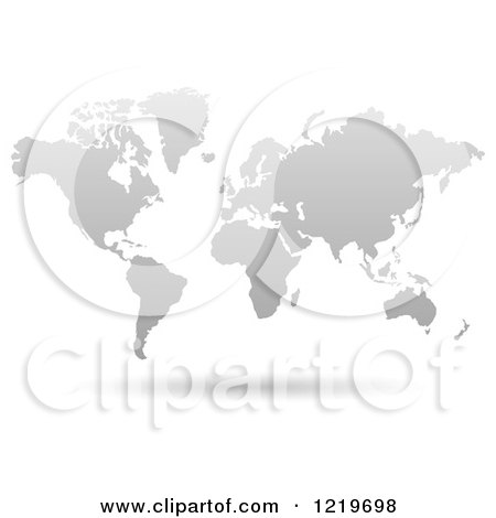 Clipart of a Floating Gray World Map - Royalty Free Vector Illustration by cidepix