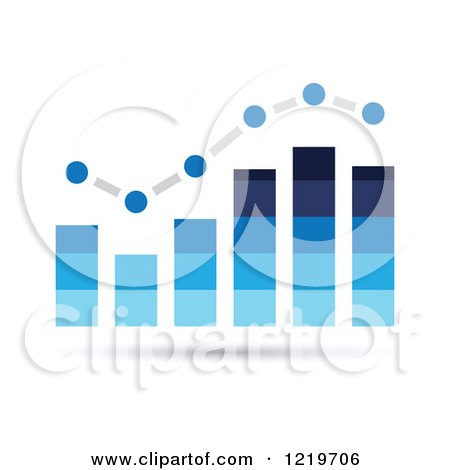Clipart of a Blue Bar Graph and Marked Areas - Royalty Free Vector Illustration by cidepix