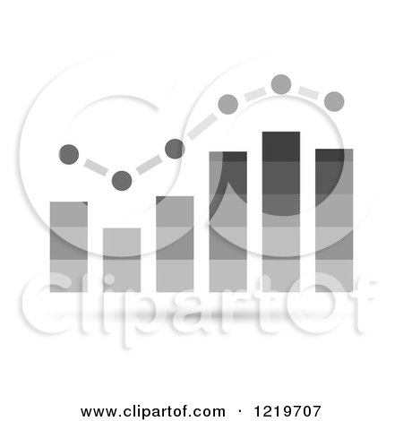 Clipart of a Gray Bar Graph and Marked Areas - Royalty Free Vector Illustration by cidepix
