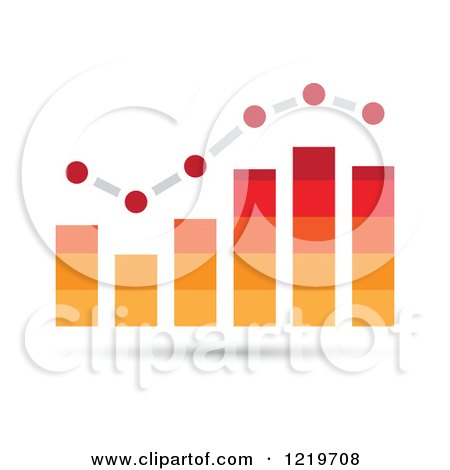 Clipart of a Red and Orange Bar Graph and Marked Areas - Royalty Free Vector Illustration by cidepix