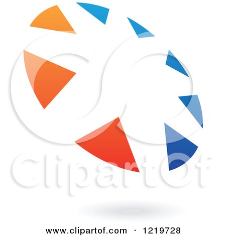 Clipart of a Floating Blue and Orange Arrow Circle Icon 4 - Royalty Free Vector Illustration by cidepix