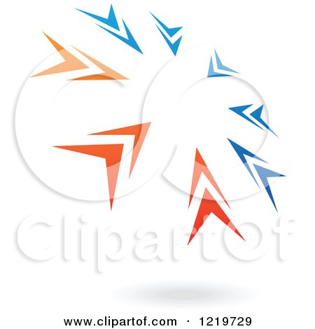 Clipart of a Floating Blue and Orange Arrow Circle Icon - Royalty Free Vector Illustration by cidepix