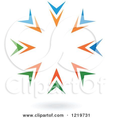Clipart of a Floating Abstract Orange Blue and Green Ring Icon 2 - Royalty Free Vector Illustration by cidepix
