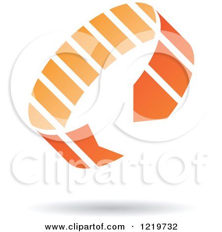 Clipart of a Floating Orange Circle Arrow Icon - Royalty Free Vector Illustration by cidepix
