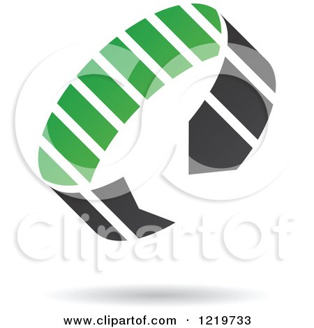 Clipart of a Floating Green and Black Circle Arrow Icon - Royalty Free Vector Illustration by cidepix
