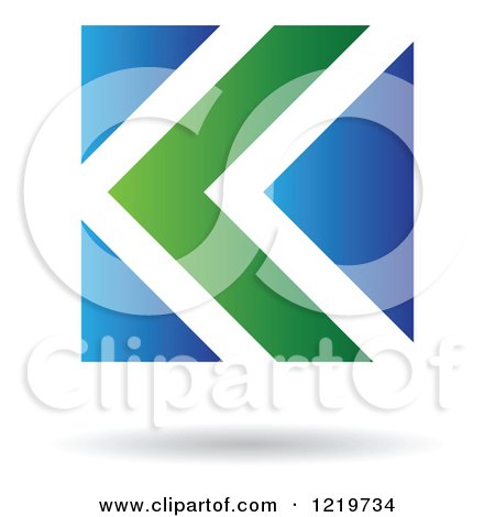 Clipart of a Green and Blue Arrow Icon 2 - Royalty Free Vector Illustration by cidepix