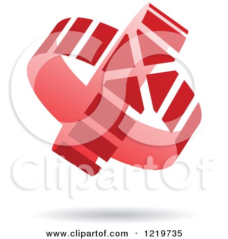 Clipart of a Floating Red Circling Arrows Icon - Royalty Free Vector Illustration by cidepix
