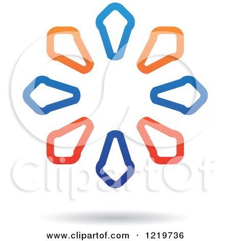 Clipart of a Floating Blue and Orange Circle of Arrows - Royalty Free Vector Illustration by cidepix
