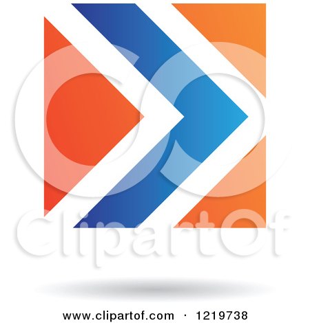 Clipart of a Floating Blue and Orange Arrow Icon - Royalty Free Vector Illustration by cidepix