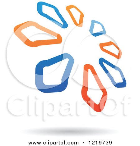 Clipart of a Floating Blue and Orange Arrow Circle Icon 2 - Royalty Free Vector Illustration by cidepix