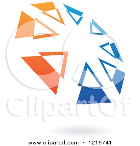 Clipart of a Floating Blue and Orange Arrow Circle Icon 3 - Royalty Free Vector Illustration by cidepix