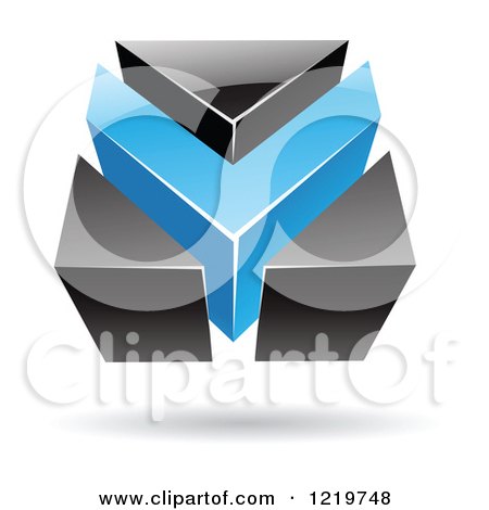 Clipart of a 3d Blue and Black Arrow Icon - Royalty Free Vector Illustration by cidepix