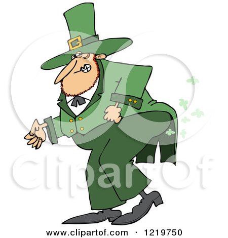Clipart of a St Patricks Day Leprechaun Farting - Royalty Free Vector Illustration by djart