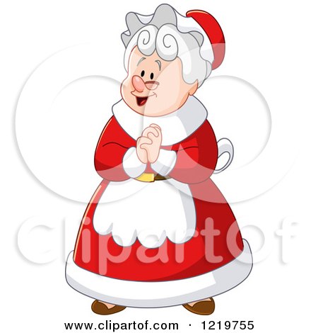 Clipart of Mrs Claus Clasping Her Hands Together - Royalty Free Vector Illustration by yayayoyo