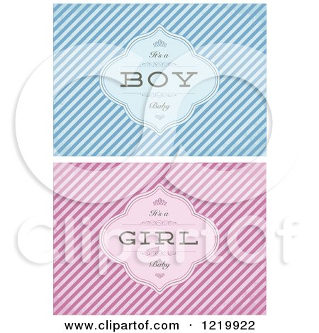 Clipart of Its a Boy and Girl Frames with Stripes - Royalty Free Vector Illustration by BestVector