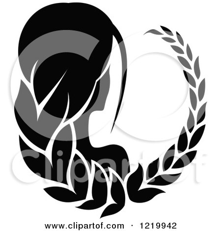 Clipart of a Black and White Astrology Virgo Virgin Zodiac Star Sign - Royalty Free Vector Illustration by cidepix