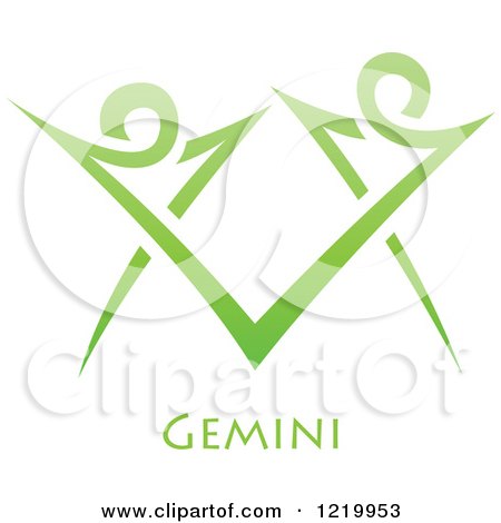 Clipart of a Green Astrology Gemini Twins Zodiac Star Sign - Royalty Free Vector Illustration by cidepix