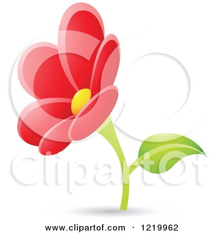 Clipart of a Red Daisy Flower - Royalty Free Vector Illustration by cidepix