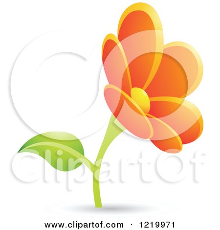 Clipart of an Orange Daisy Flower - Royalty Free Vector Illustration by cidepix