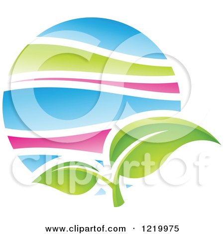 Clipart of a Green Leaf Spring Icon - Royalty Free Vector Illustration by cidepix