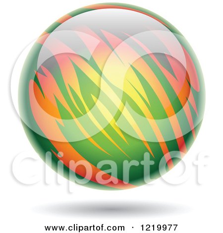Clipart of a Fiery Green and Orange Planet - Royalty Free Vector Illustration by cidepix