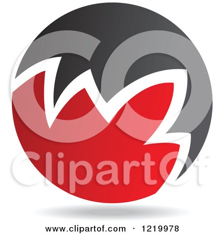 Clipart of a Red and Black Sphere 6 - Royalty Free Vector Illustration by cidepix
