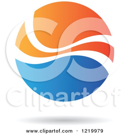 Clipart of a Blue and Orange Sphere - Royalty Free Vector Illustration by cidepix