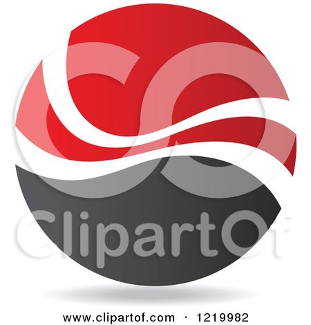 Clipart of a Red and Black Sphere 5 - Royalty Free Vector Illustration by cidepix
