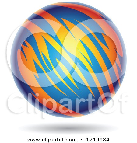 Clipart of a Fiery Blue and Orange Planet 2 - Royalty Free Vector Illustration by cidepix