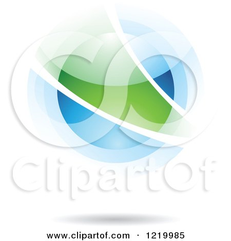 Clipart of a Green and Blue Sphere Icon 4 - Royalty Free Vector Illustration by cidepix