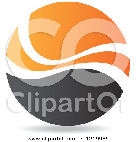 Clipart of a Black and Orange Sphere 4 - Royalty Free Vector Illustration by cidepix