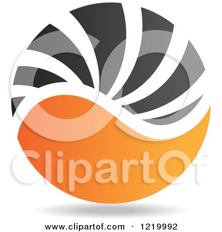 Clipart of a Black and Orange Sphere 3 - Royalty Free Vector Illustration by cidepix
