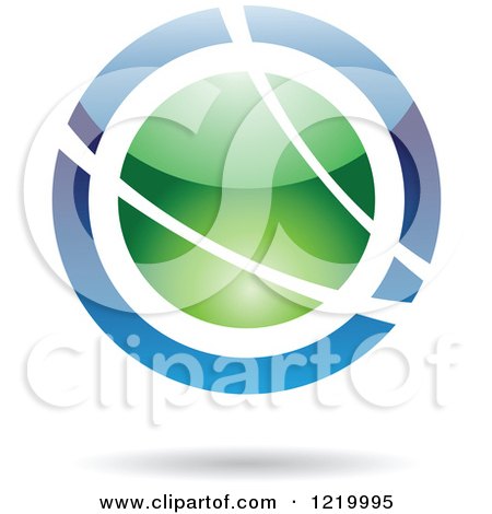 Clipart of a Green and Blue Sphere Icon 3 - Royalty Free Vector Illustration by cidepix
