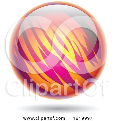 Clipart of a Fiery Pink and Orange Planet - Royalty Free Vector Illustration by cidepix