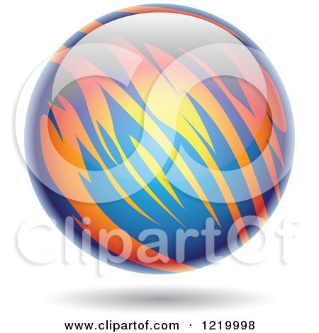 Clipart of a Fiery Blue and Orange Planet - Royalty Free Vector Illustration by cidepix